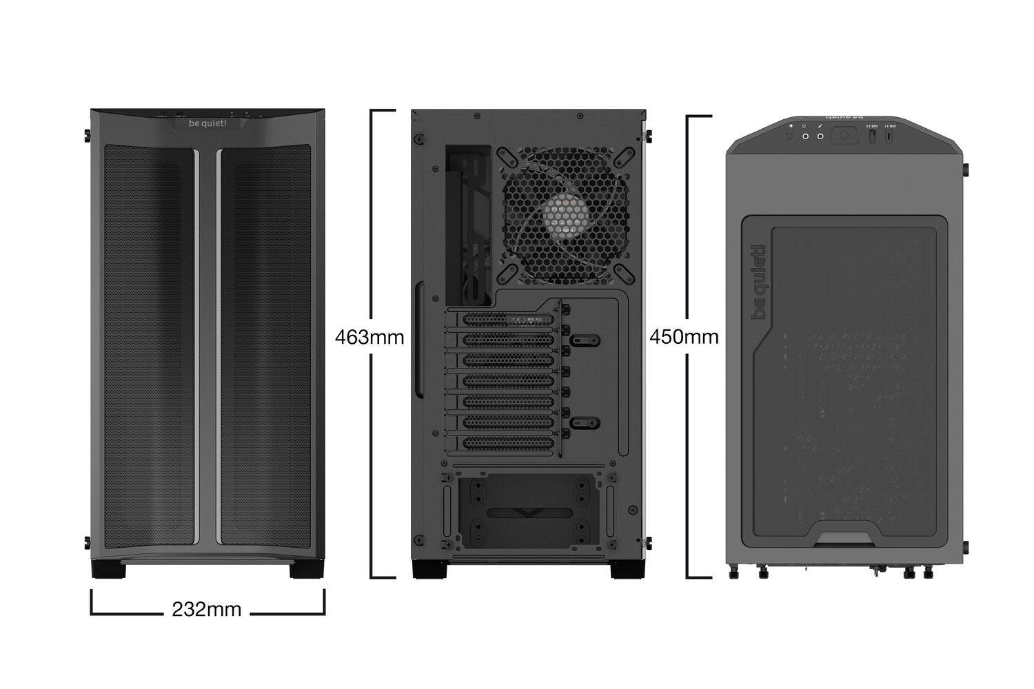 Gabinete Gamer Be Quiet! Pure Base 500DX Black, LED ARGB, ATX, M-ATX, Mini-ITX, Incluye 3 Fans 140mm-7