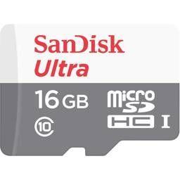 Tarjeta de Memoria MicroSDHC Sandisk 16GB, Lectura 48MB/S, Clase 10 con Adaptador SD-1