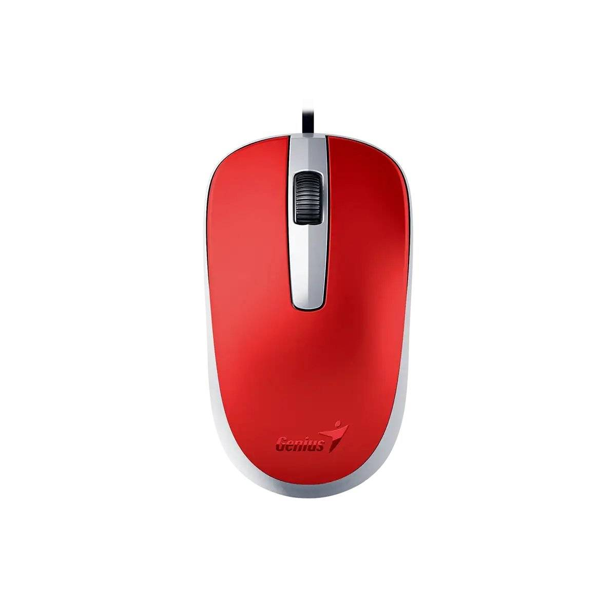 Mouse alámbrico Genius DX-120-RD, conexión USB, Rojo, Toque vibrante-0