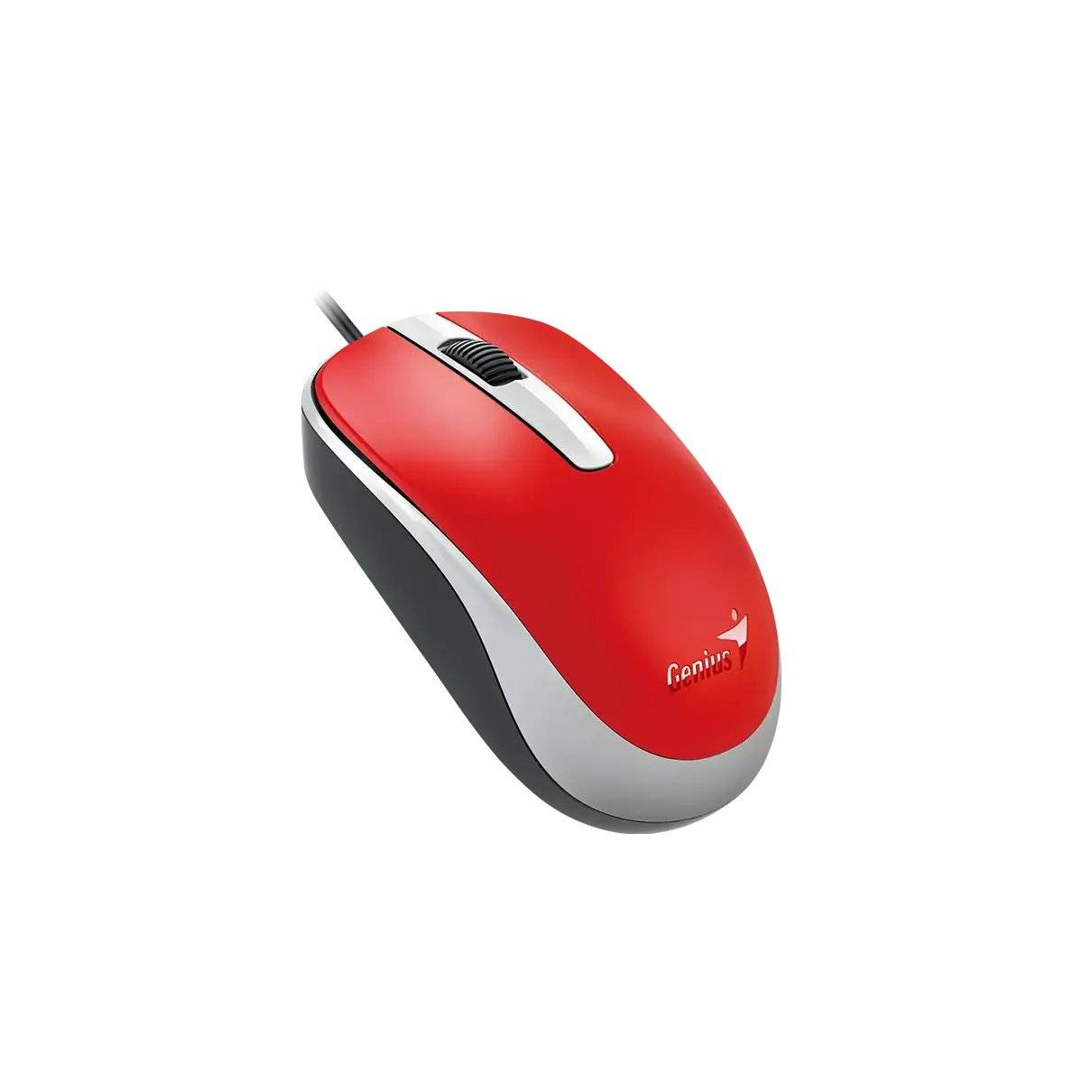 Mouse alámbrico Genius DX-120-RD, conexión USB, Rojo, Toque vibrante-1