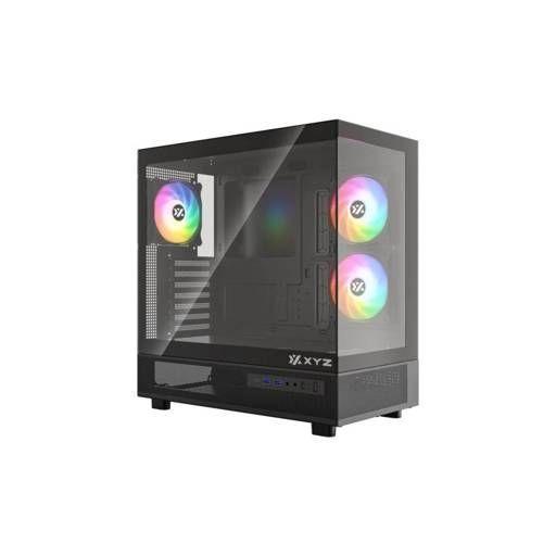 Gabinete XYZ AURORAX 50, ATX, Vidrio templado, vista panoramica, 3 ventiladores ARGB, Negro-0