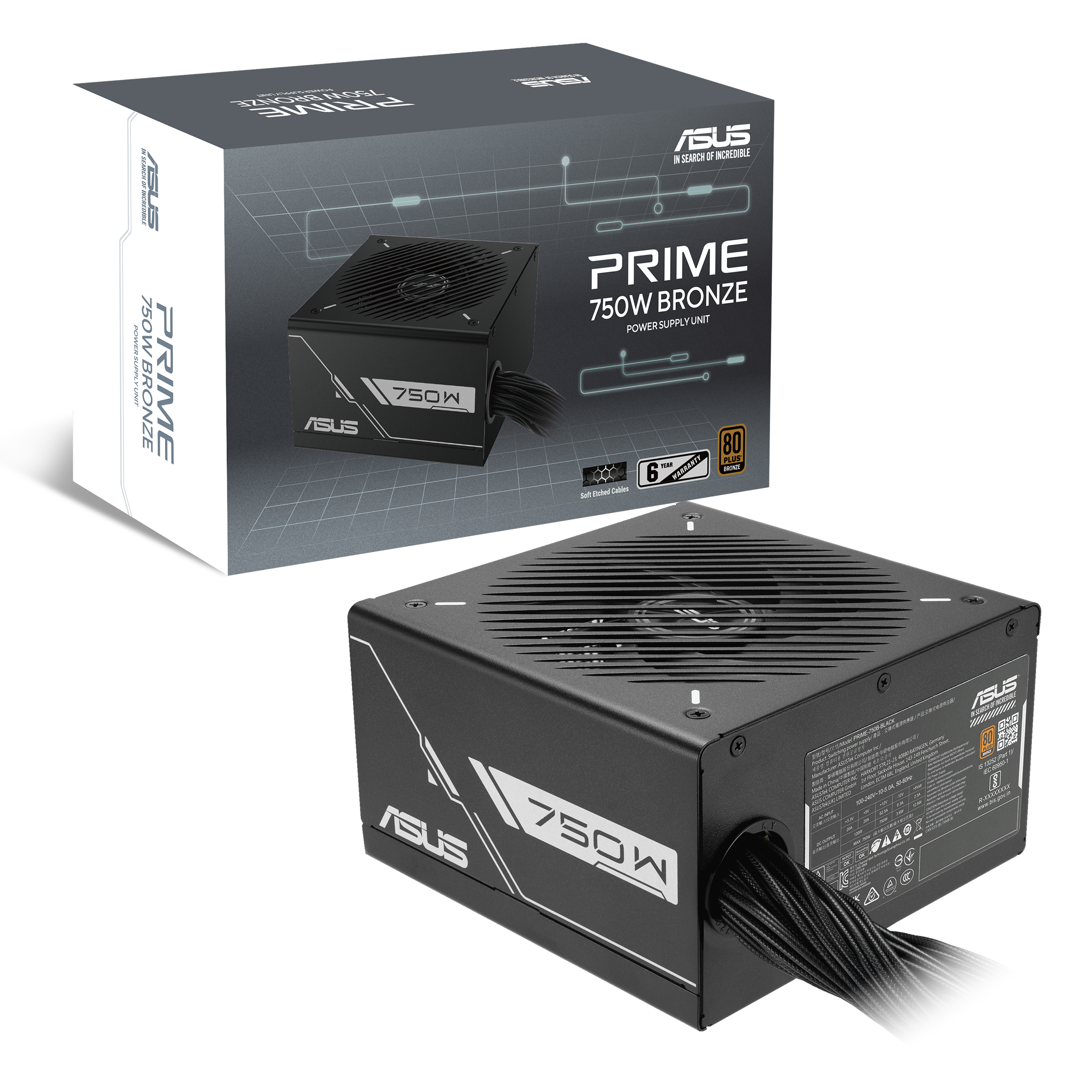 Fuente de Poder ASUS Prime 750W Bronze, Cables Fijos, PFC Activo, Certificada 80 PLUS Bronze-0