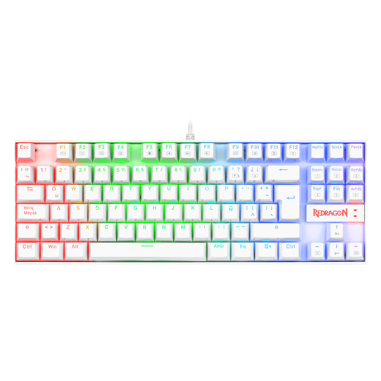 Teclado Gamer Redragon Kumara K552, Mecánico, White-0