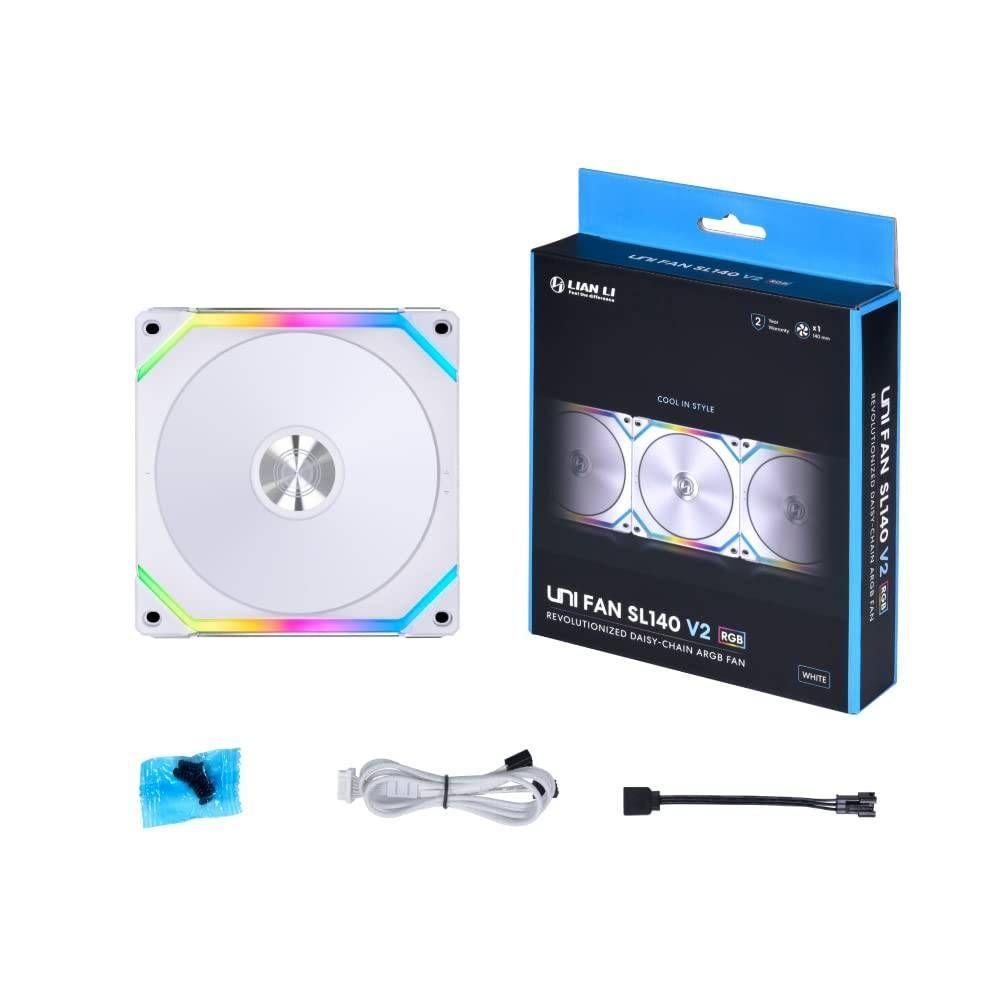 Ventilador Lian Li Uni Fan SL140 V2, RGB, 1 Unidad, Blanco-6