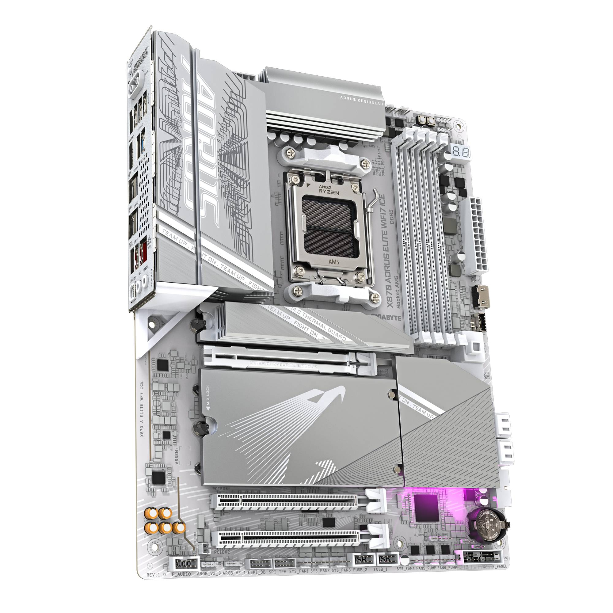 Placa Madre Gigabyte X870 AORUS Elite Wi-Fi 7 ICE, Socket AM5, 4xDDR5, 4xM.2 PCIe, ATX-2