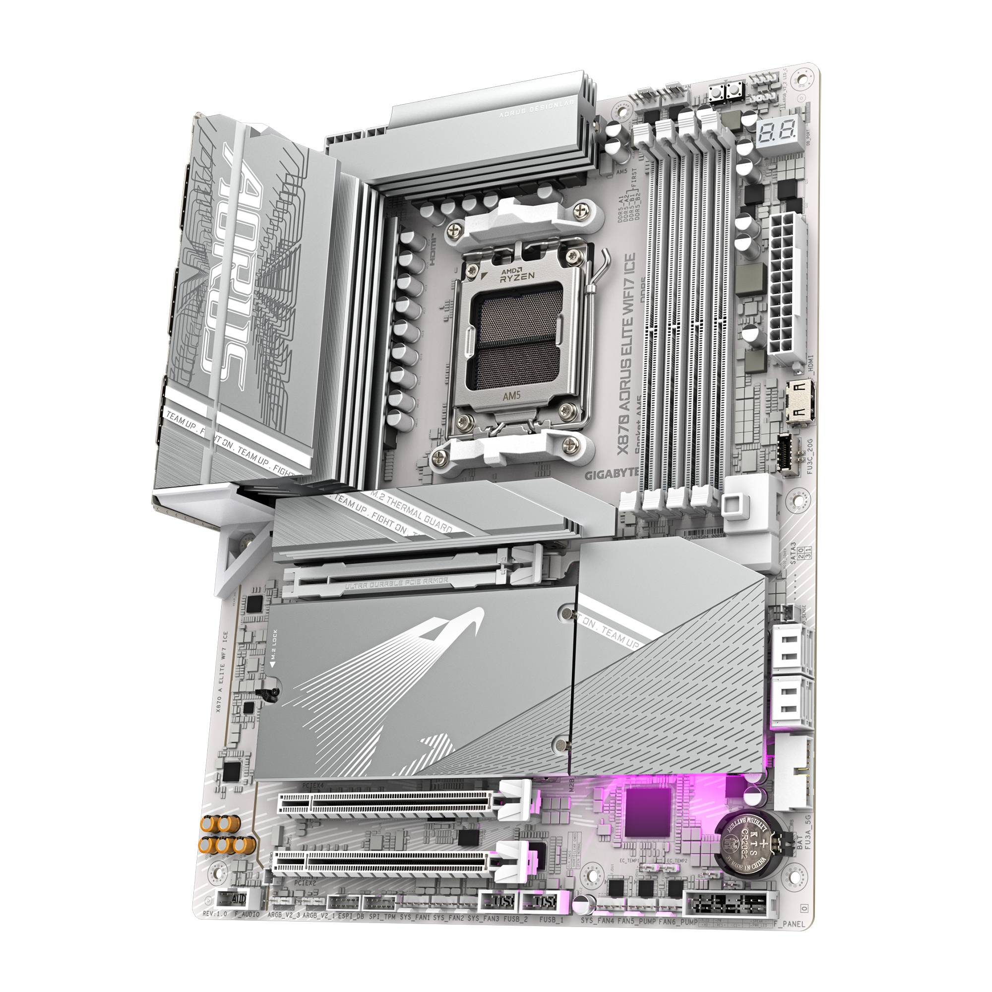 Placa Madre Gigabyte X870 AORUS Elite Wi-Fi 7 ICE, Socket AM5, 4xDDR5, 4xM.2 PCIe, ATX-3