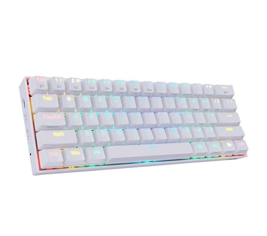 Teclado Gamer Redragon K530W Draconic, 60%, RGB, Blanco, Inglés-0