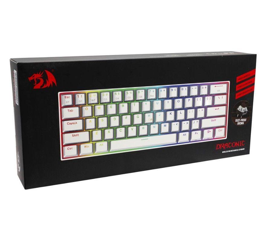 Teclado Gamer Redragon K530W Draconic, 60%, RGB, Blanco, Inglés-3