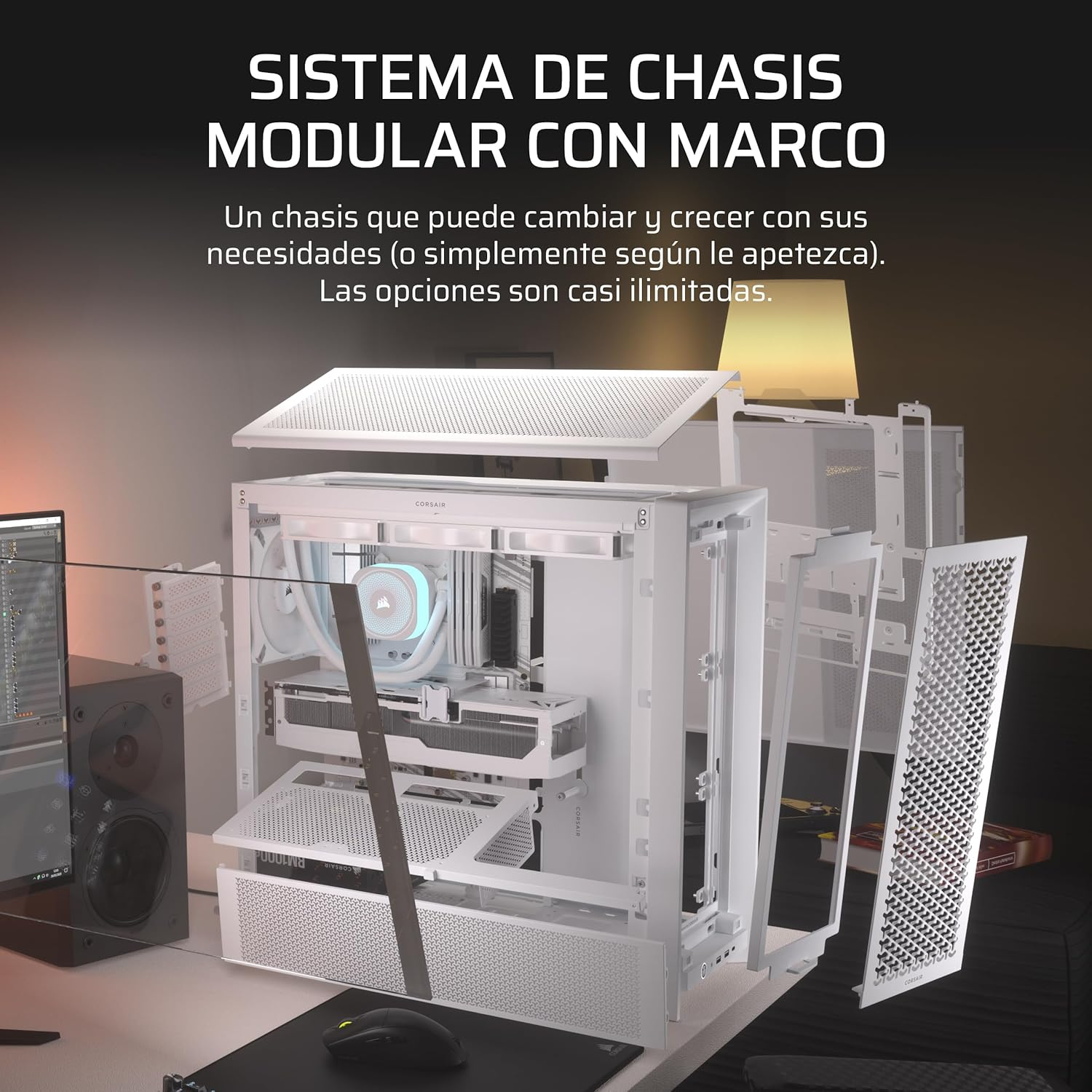 Gabinete Gamer Corsair FRAME 4000D, Modular, Color Blanco-2