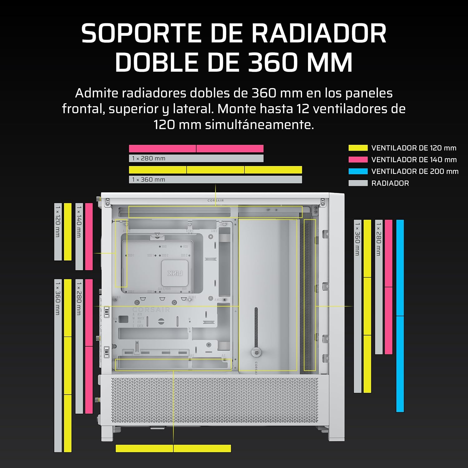 Gabinete Gamer Corsair FRAME 4000D, Modular, Color Blanco-3
