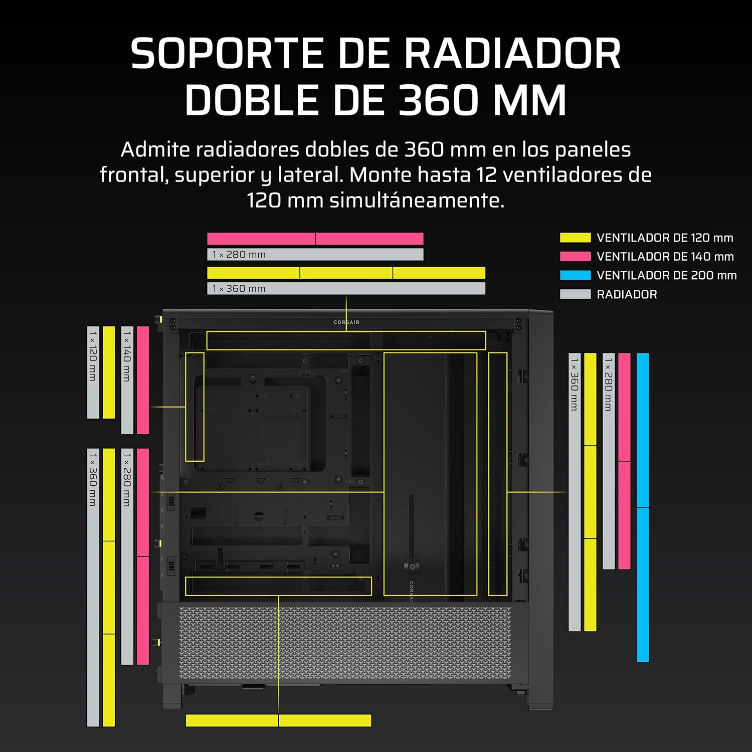 Gabinete Gamer Corsair 4000D Frame Mid Tower - Negro, Modular, Vidrio Templado-3