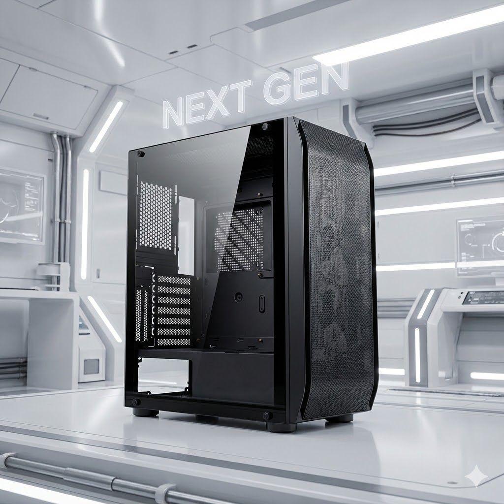 Gabinete Gamer Esgaming Y03 BK Mid Tower 4 Ventiladores ARGB E ATX ATX m ATX Negro-2