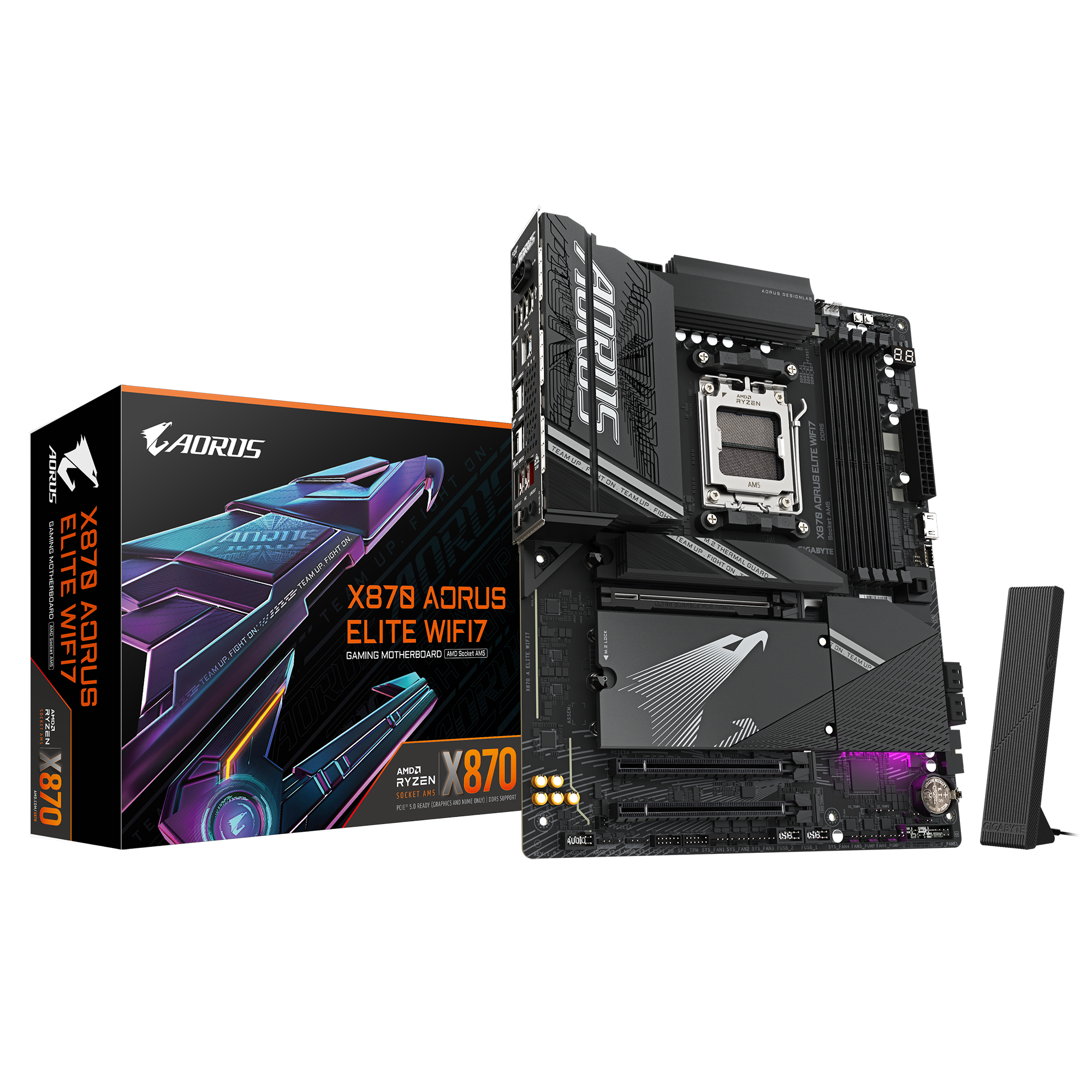 Placa Madre GIGABYTE X870 AORUS ELITE WIFI7, AMD AM5, 4x DDR5, Wi-Fi 7, 4x SATA, M.2, ATX-0