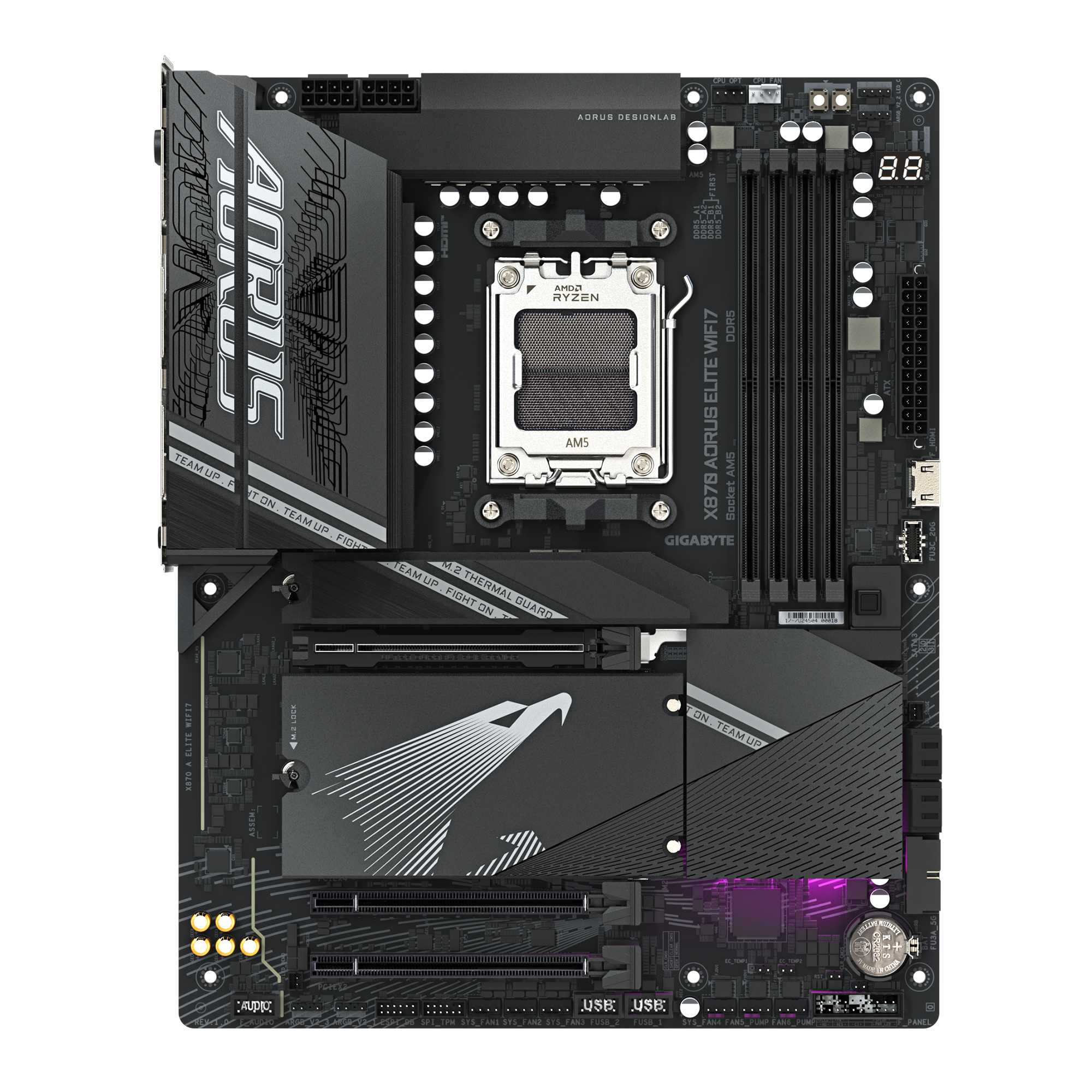Placa Madre GIGABYTE X870 AORUS ELITE WIFI7, AMD AM5, 4x DDR5, Wi-Fi 7, 4x SATA, M.2, ATX-2
