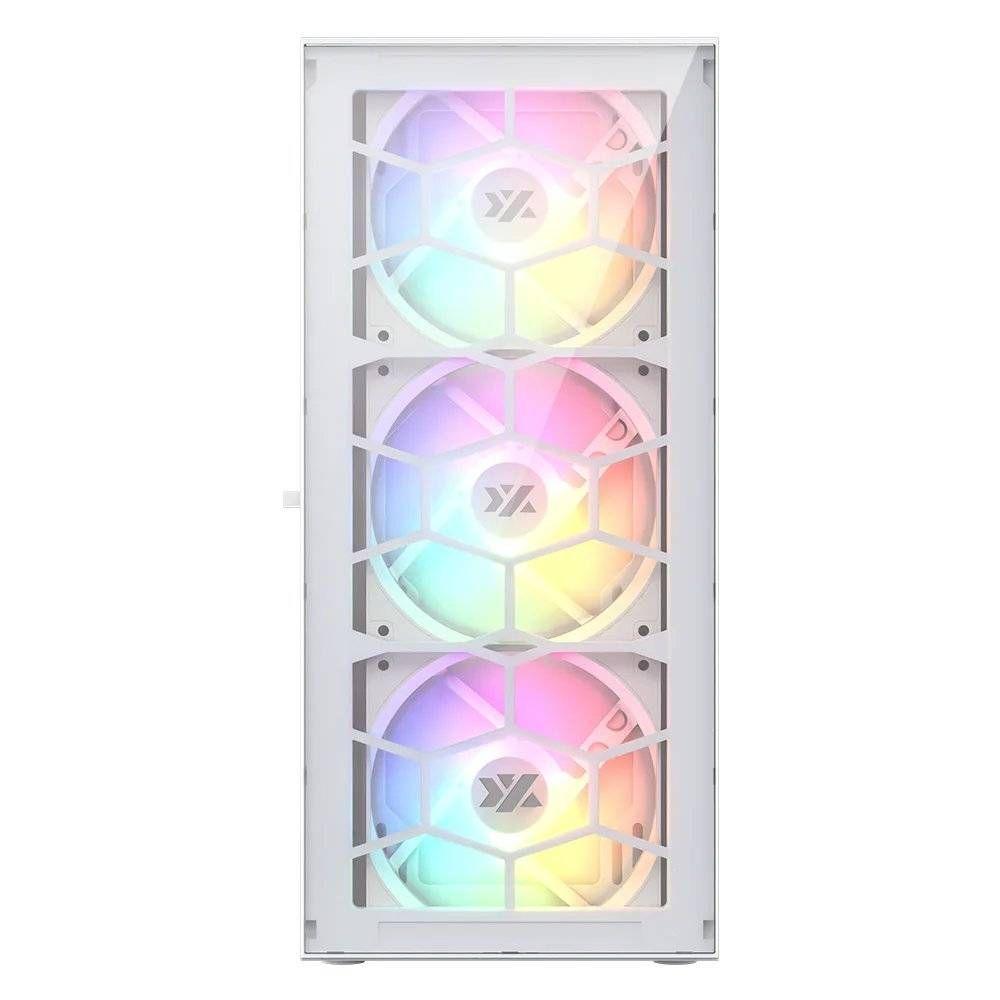 Gabinete Gamer XYZ AIRONE 100 GLASS, Vidrio Templado, 6 Ventiladores ARGB, Blanco-2