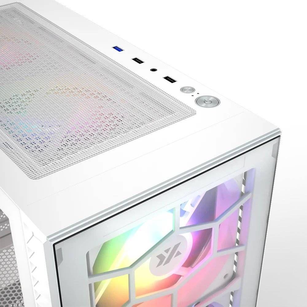 Gabinete Gamer XYZ AIRONE 100 GLASS, Vidrio Templado, 6 Ventiladores ARGB, Blanco-7