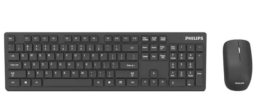 Kit Mouse + Teclado Philips SPT6602, Mouse 3 Botones y 1000 DPI, Teclado Switch Tradicional-0