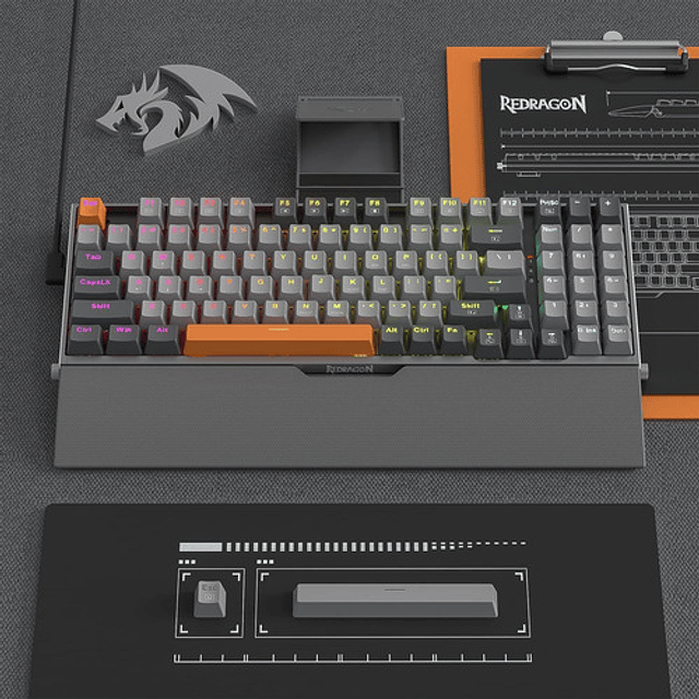 Teclado Gamer Redragon Olaf K648 RGB, Mecánico, Inglés, Switch Red, RGB, 90%, Color Gris-3