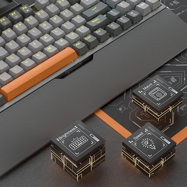 Teclado Gamer Redragon Olaf K648 RGB, Mecánico, Inglés, Switch Red, RGB, 90%, Color Gris-5