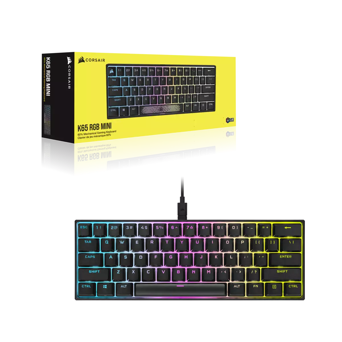 Teclado Mecánico Corsair K65 RGB Mini 60%, Switch Cherry MX Red, Negro-3