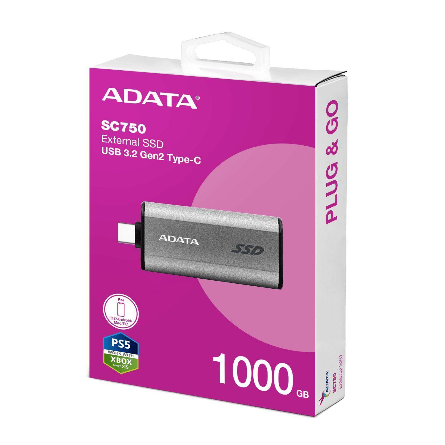 Unidad SSD Externo ADATA SC750, 1TB, USB-C, Lec. 1050MB/s Esc. 1000MB/s-6