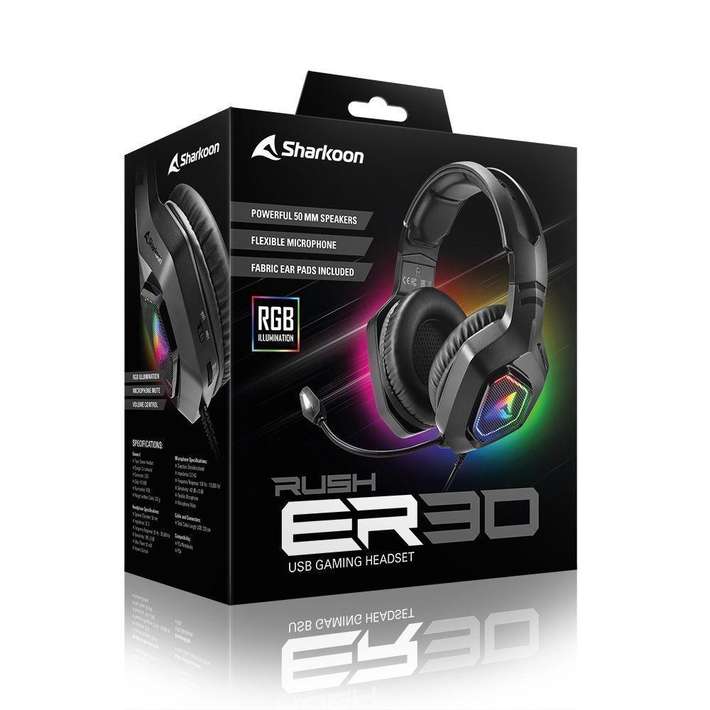 Audífonos Gamer Sharkoon Rush ER30, RGB, Negro-5