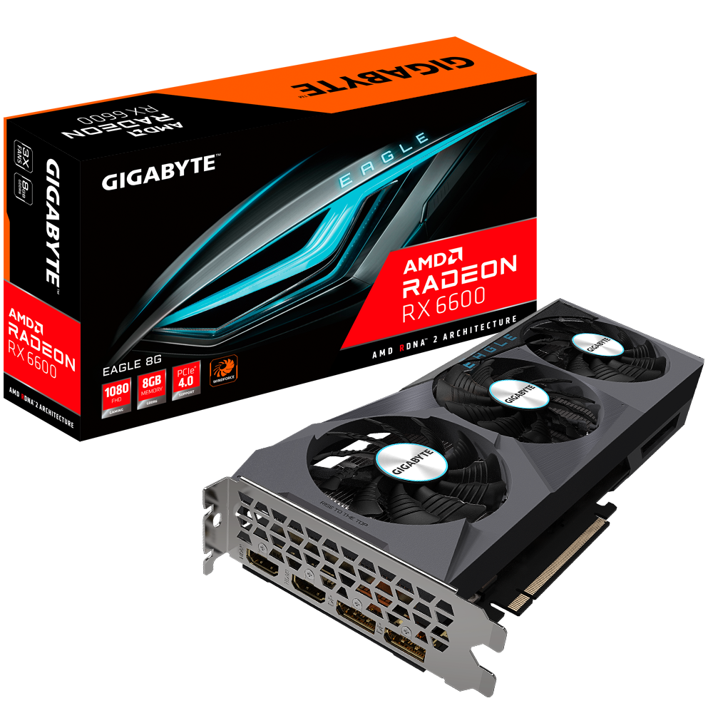 Tarjeta de Video Gigabyte AMD Radeon RX 6600 EAGLE, 8GB GDDR6, 128-bit, PCI-e 4.0-0