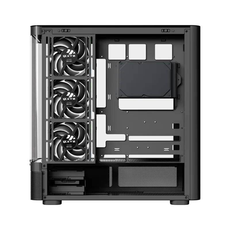 Gabinete Gamer XYZ Quantum PRO, Vidrio Curvado, Pantalla LCD, Incluye 4 Ventiladores ARGB, Negro-2