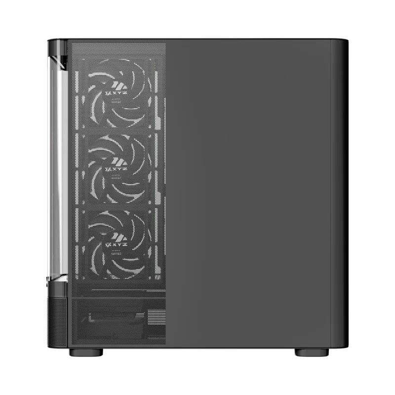 Gabinete Gamer XYZ Quantum PRO, Vidrio Curvado, Pantalla LCD, Incluye 4 Ventiladores ARGB, Negro-3
