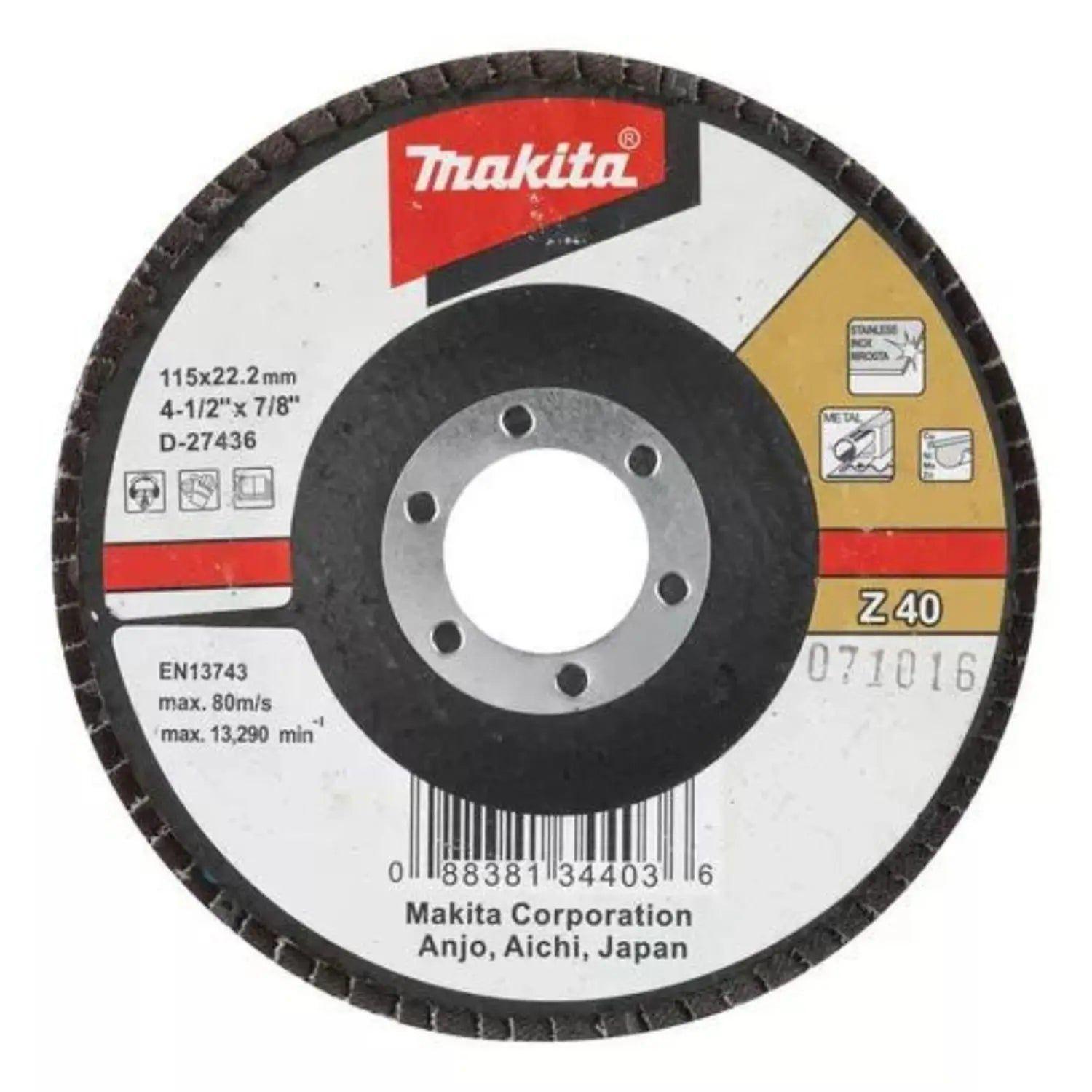 Disco Traslapado Metal/inox 4 1/2'' Zirconio Makita D-27436 Azul Acero-1