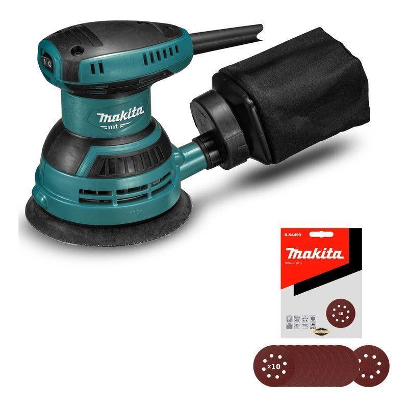 Lijadora Roto Orbital 125mm Makita M9204b + 10 Lijas G-40 Turquesa 50/60 Hz-0