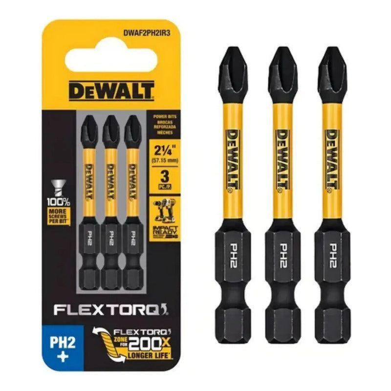 Set 3 Puntas Phillips #2 2-1/4'' Flextorq Dwaf2ph2ir3 Dewalt-0