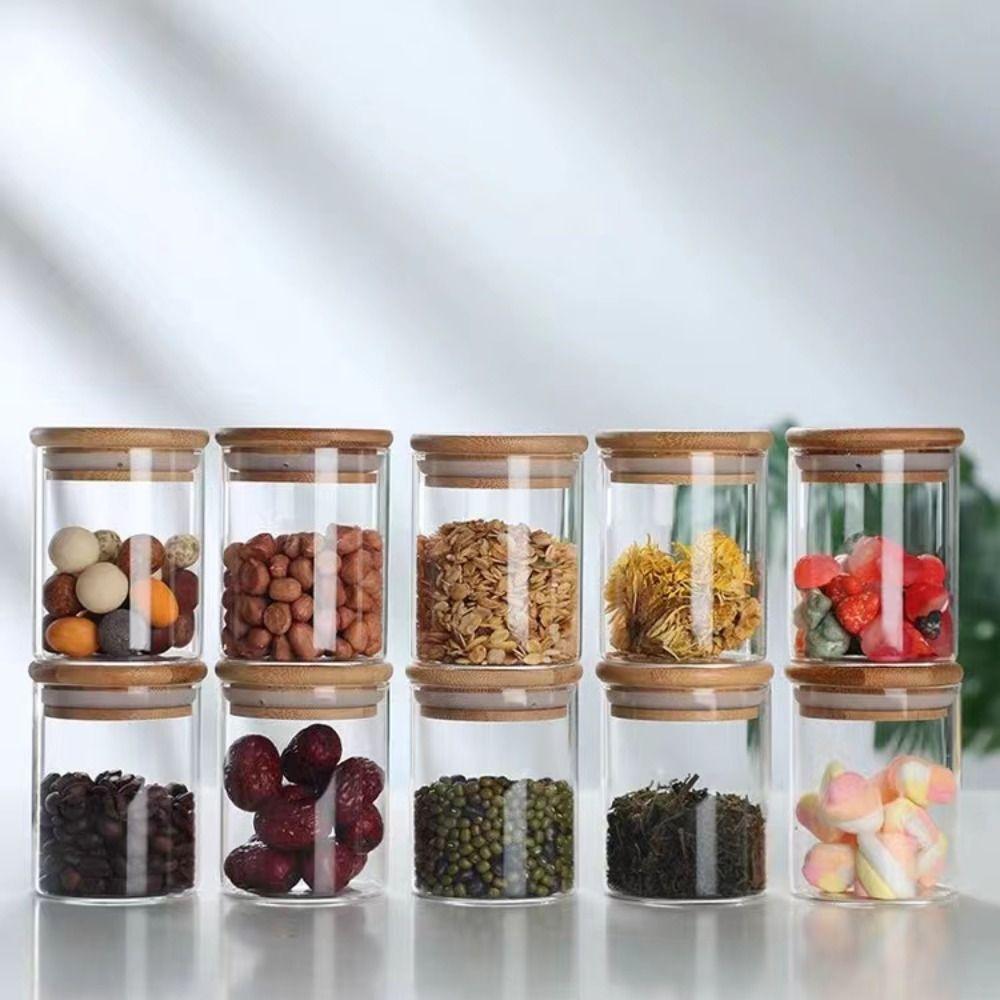 Set 10 Frascos de Vidrio Herméticos Tapa Bambú 250 ml Jarkons Home-0