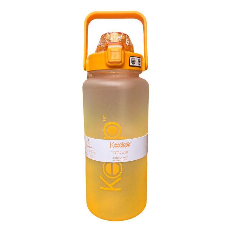 Botella De Agua Daily Keep Gran Capacidad 2lt Deportiva color amarillo-0