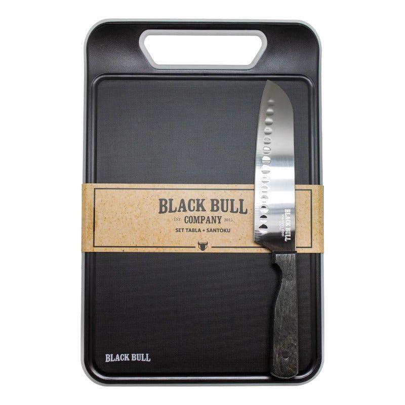Set Tabla 37x25 Cm + Cuchillo Santoku 29 Cm Black Bull-0