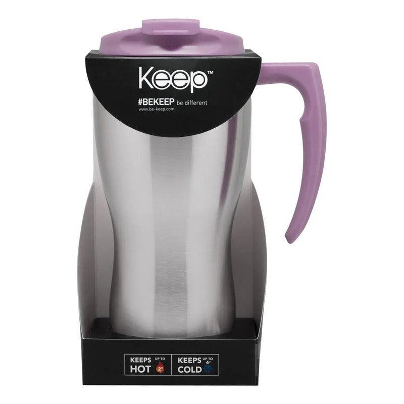     Mug O Vaso Con Mango Keep 470ml Café Té Desayuno Termo Color Morado-0