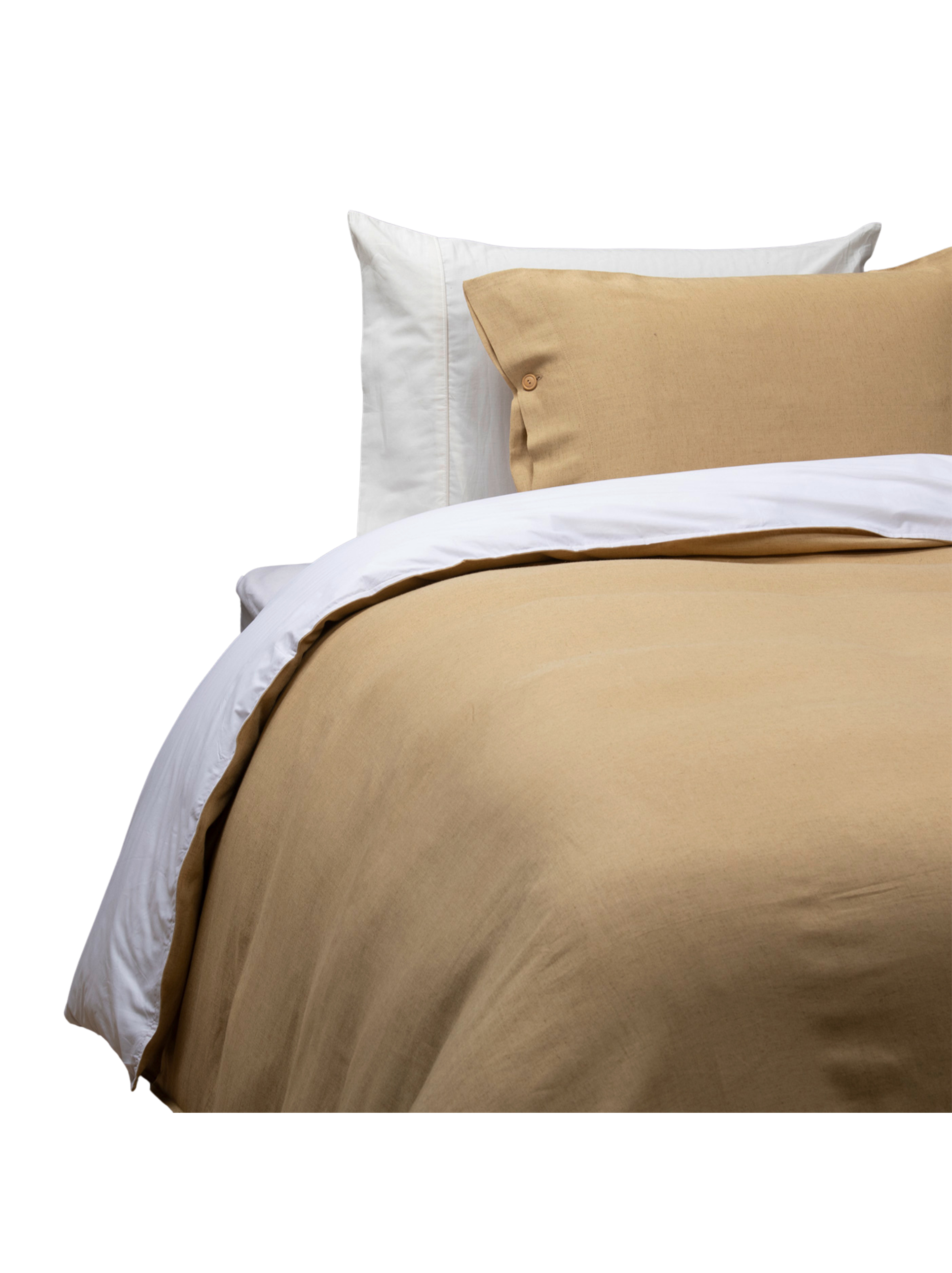 Funda de plumón camel lino algodón 1P-0