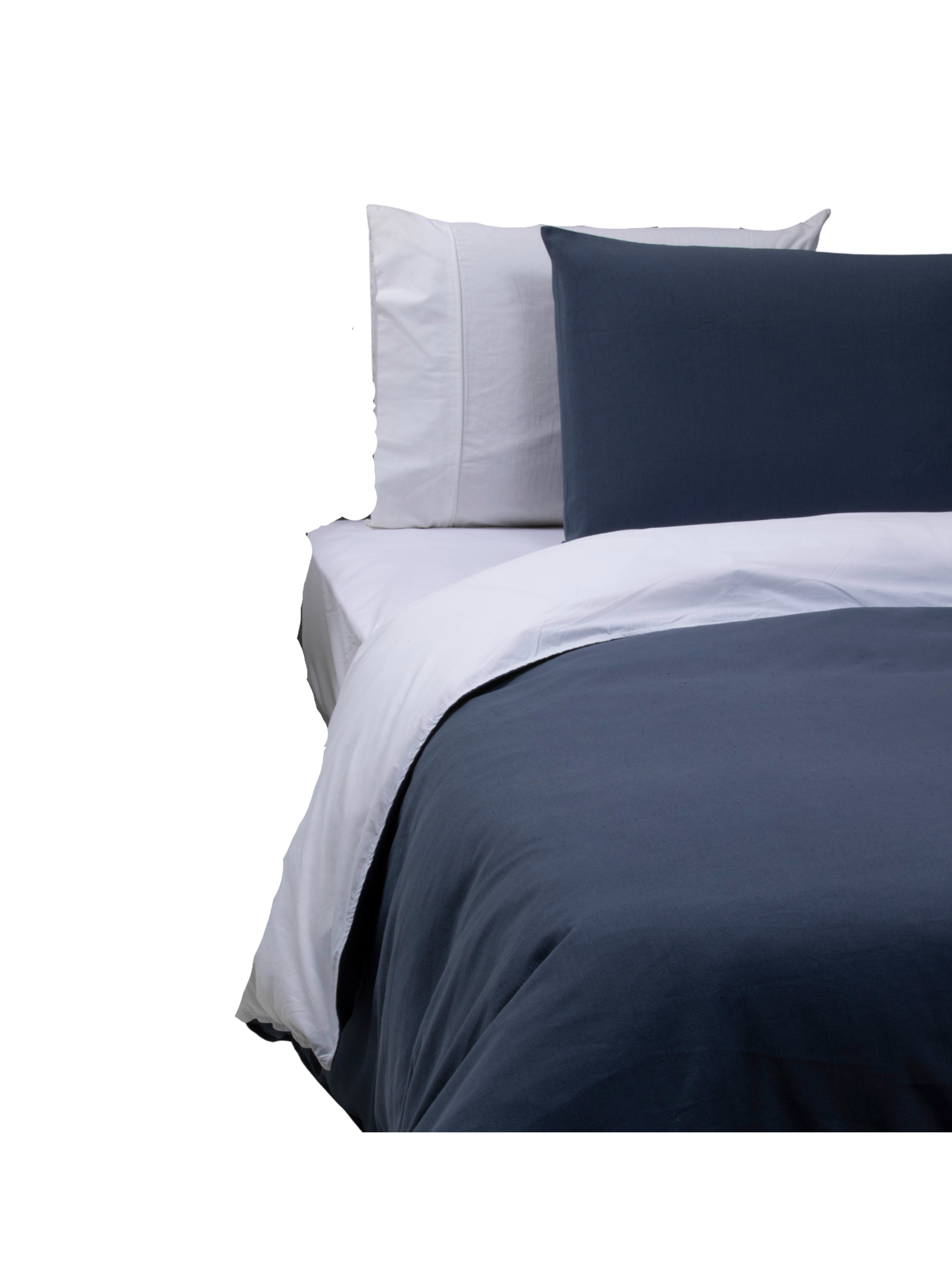 Funda de plumón azul lino algodón 1P-0