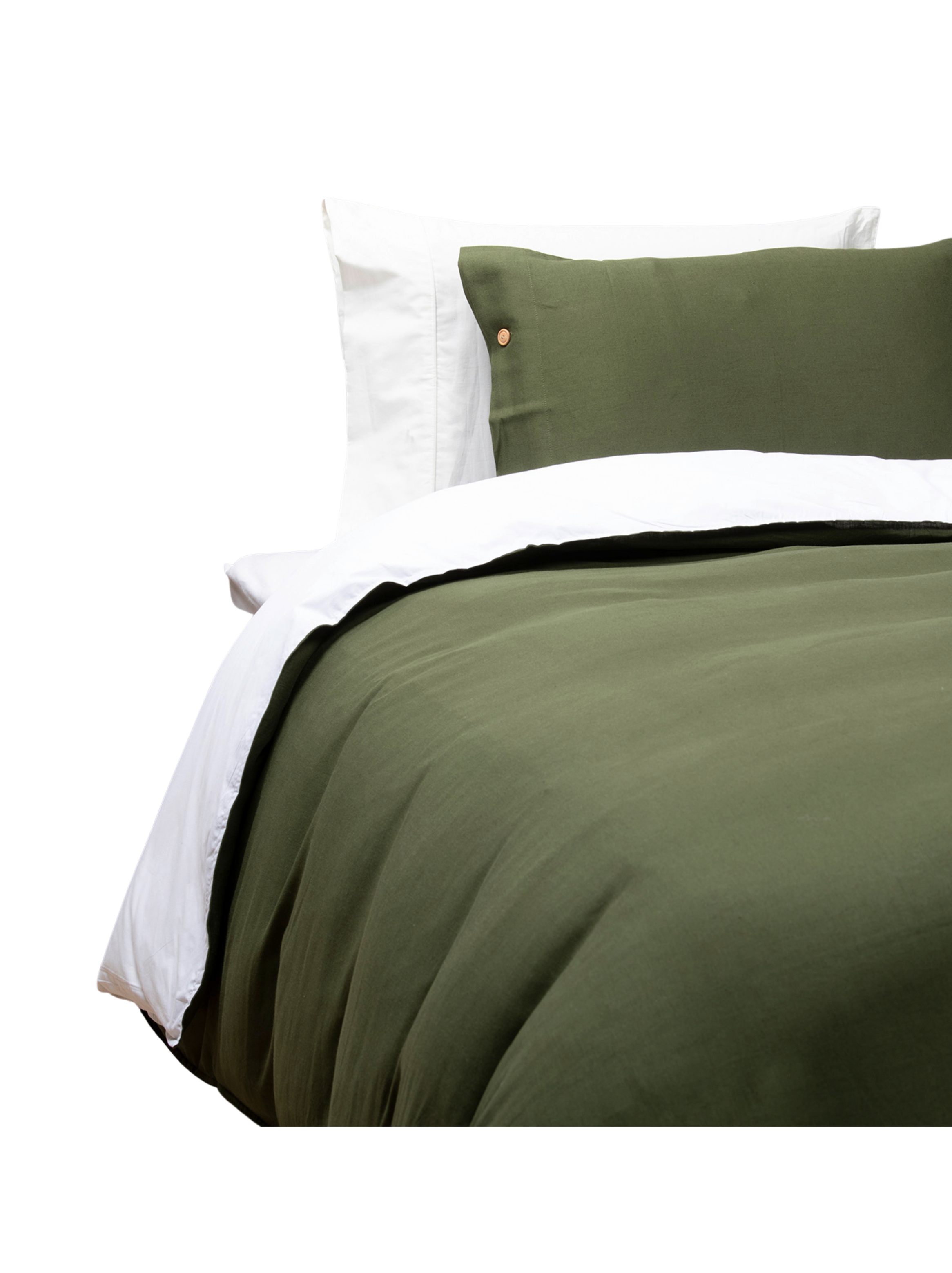 Funda de plumón verde lino algodón Super King-0