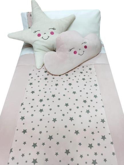 Set Sabanas Estrellas Estampadas Rosada Cuna  Plumón-0
