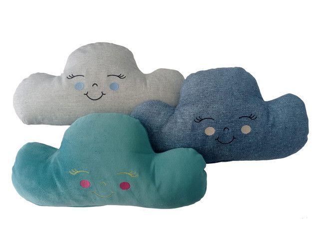 Pack 3 Cojines Nube Azul, Turquesa y Celeste Bordadas.-0