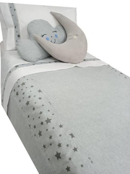 Set Sabanas Estrellas Estampadas Celeste Cuna  Plumón-0