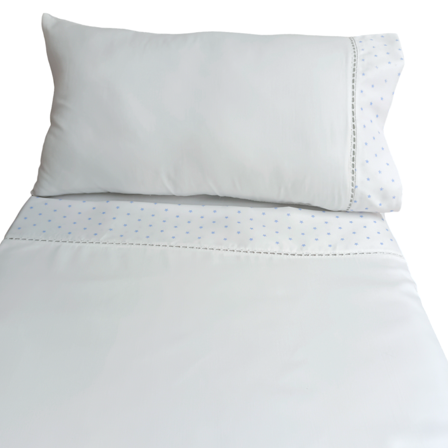 Sabanas Cuna Bebe Estrella Azul, 300 Hilos, 100% Algodón-1