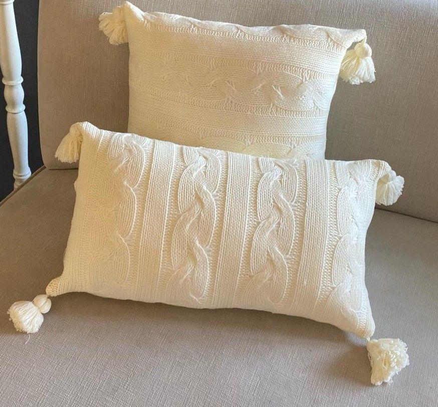 Pack 2 Cojines Crudo Con Pom Pom-0