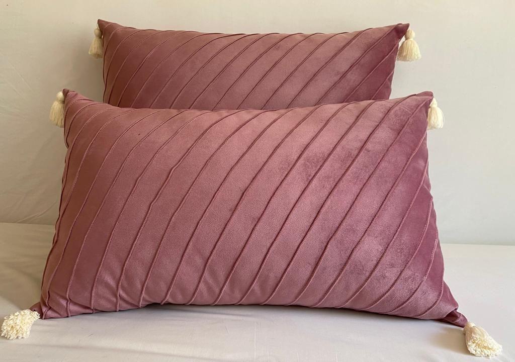 Pack 2 Cojines Decorativos Alforza Palo Rosa Oscuro-1