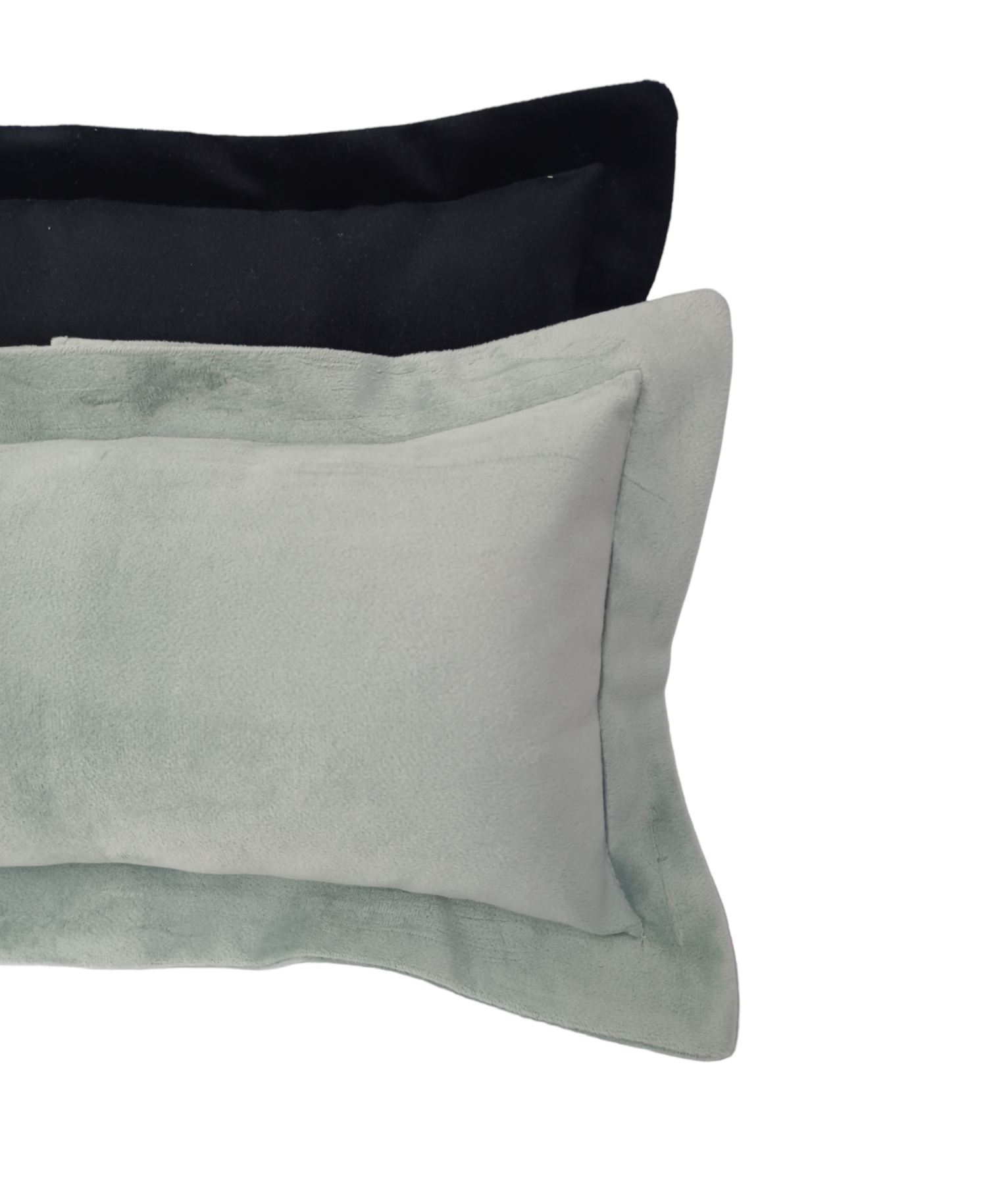 Pack 2 Cojines Felpa Negro y Menta.-1