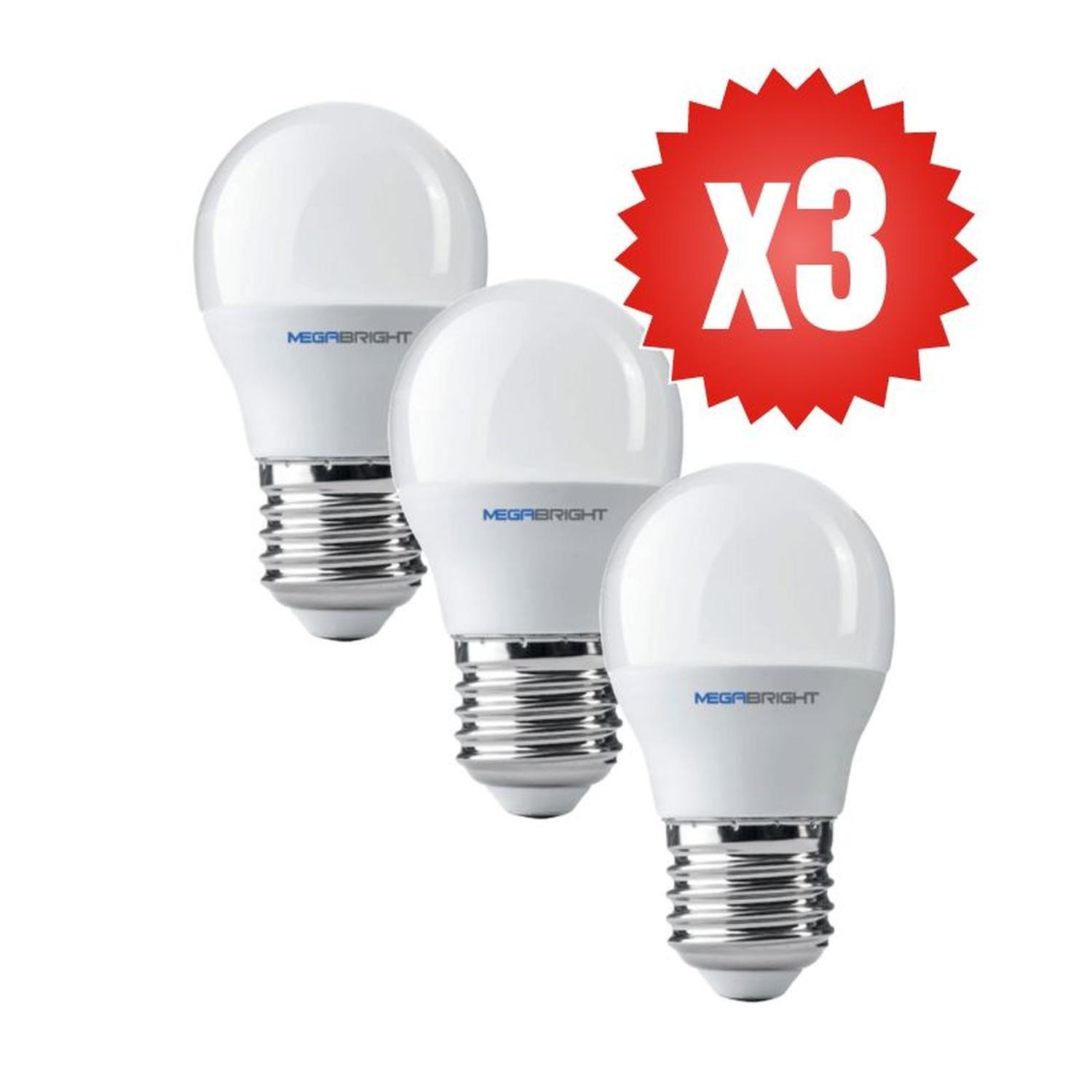 Pack 3 Apolletas Led G45 Bola 5W/3000K E-27 Luz calida-2