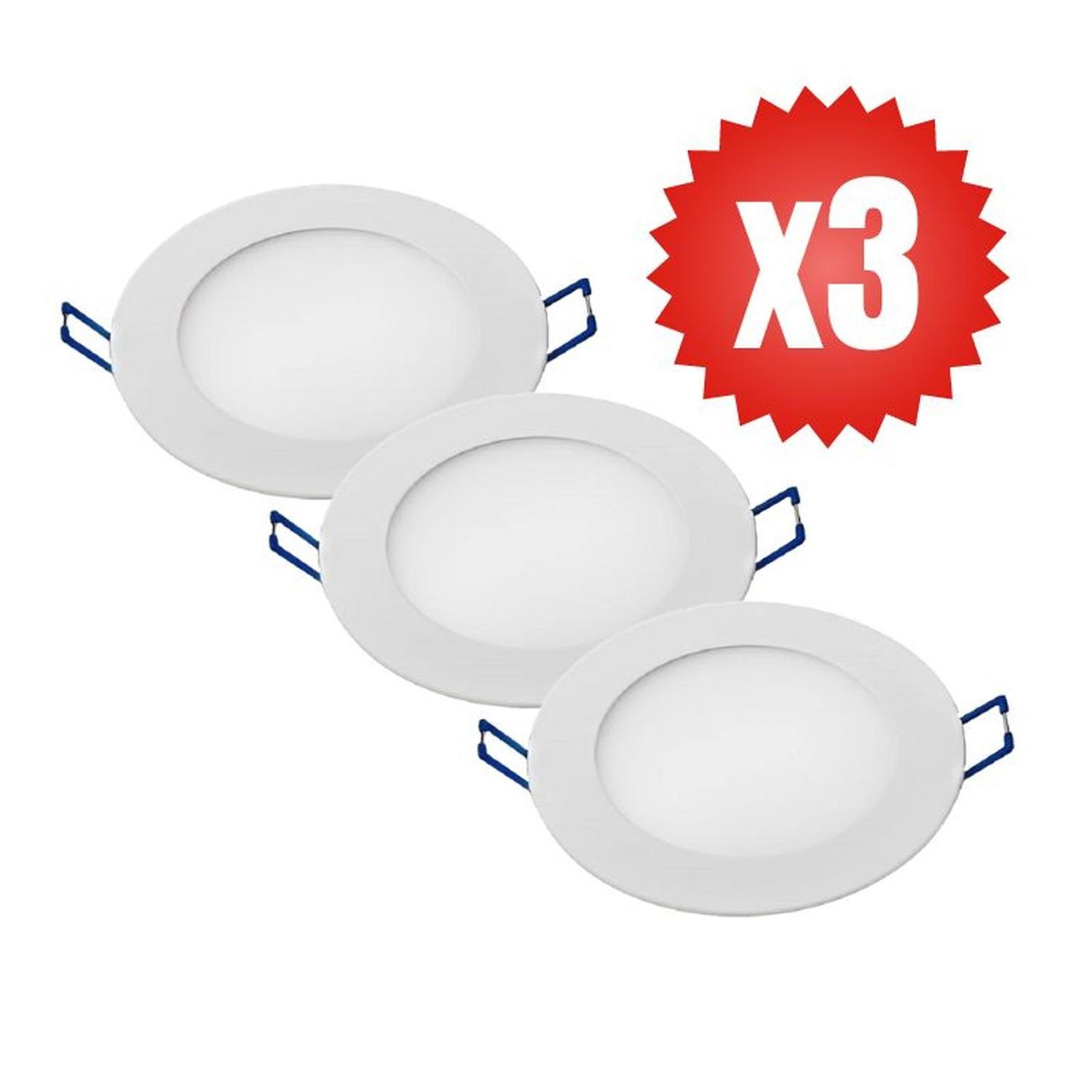 Pack 3 Panel Led Circular Embutido 18W Luz Fria 6000K-2