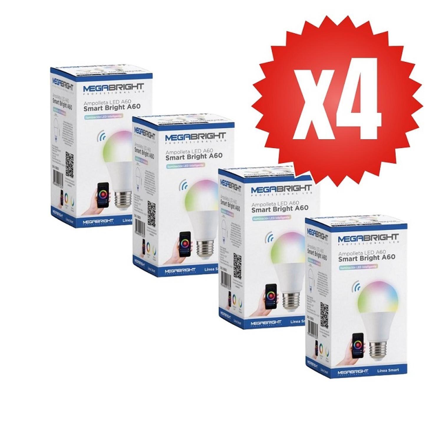 Pack 4 Ampolleta LED Smart Wifi 10w E27 Google Home Alexa-3