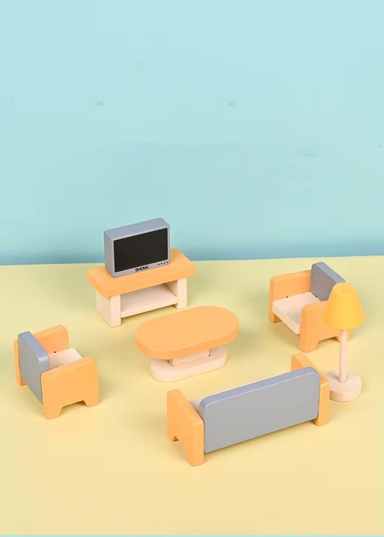 Set De Muebles En Madera Para Casa Muñecas 28 Piezas Verde-3